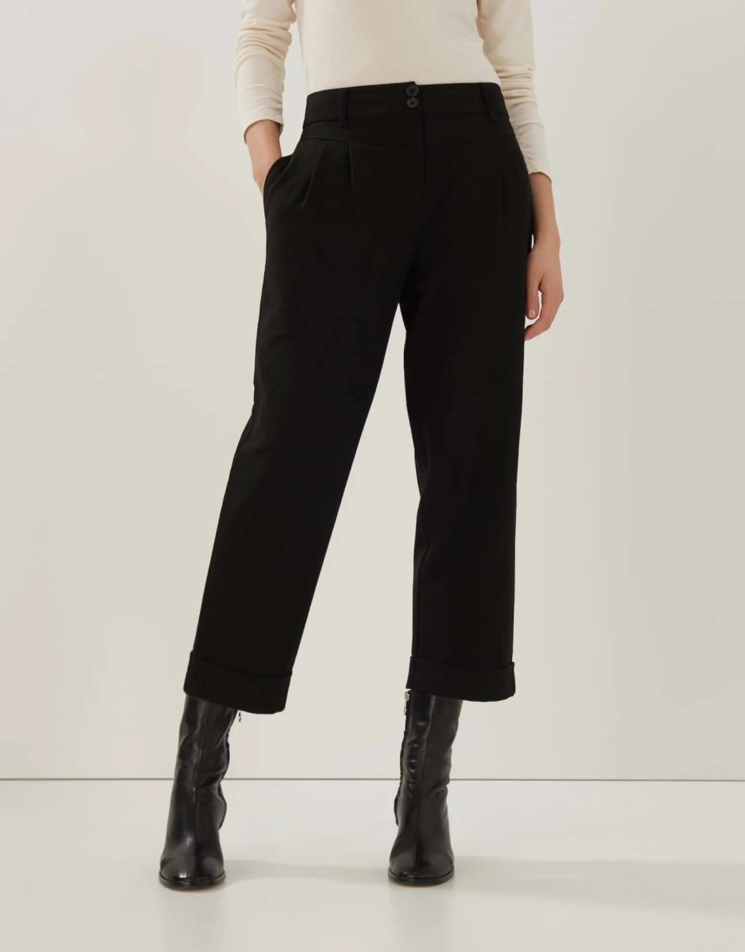 someday Fashion Broeken>Bandplooibroek Cinili Shine Black