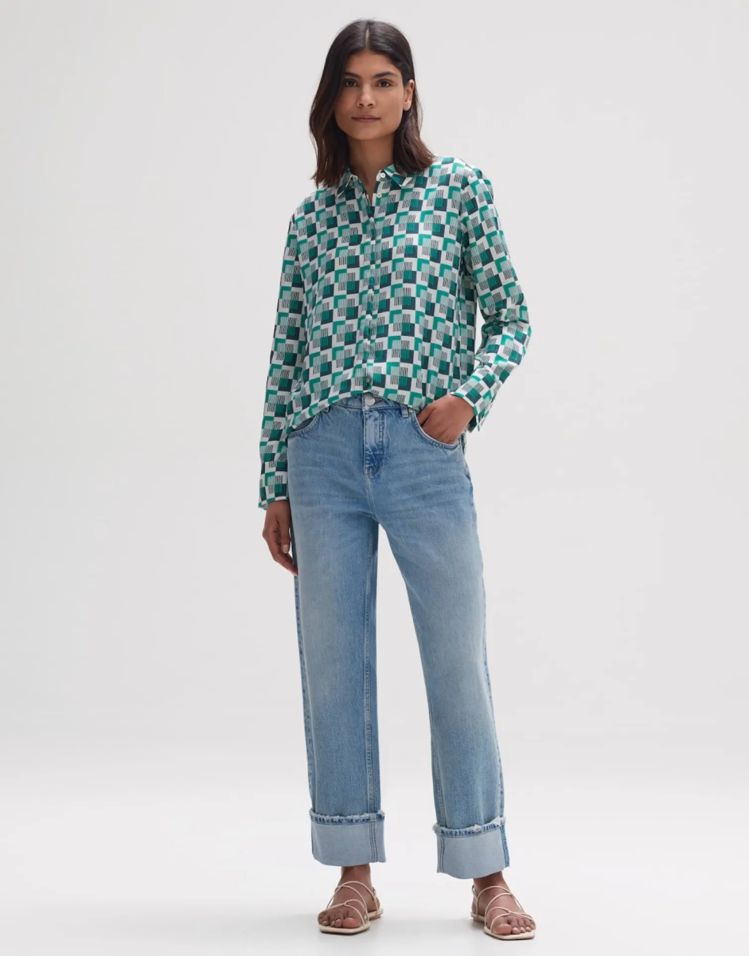 someday Fashion Blouses>Blouse Met Print Falkine Retro Deep Teal