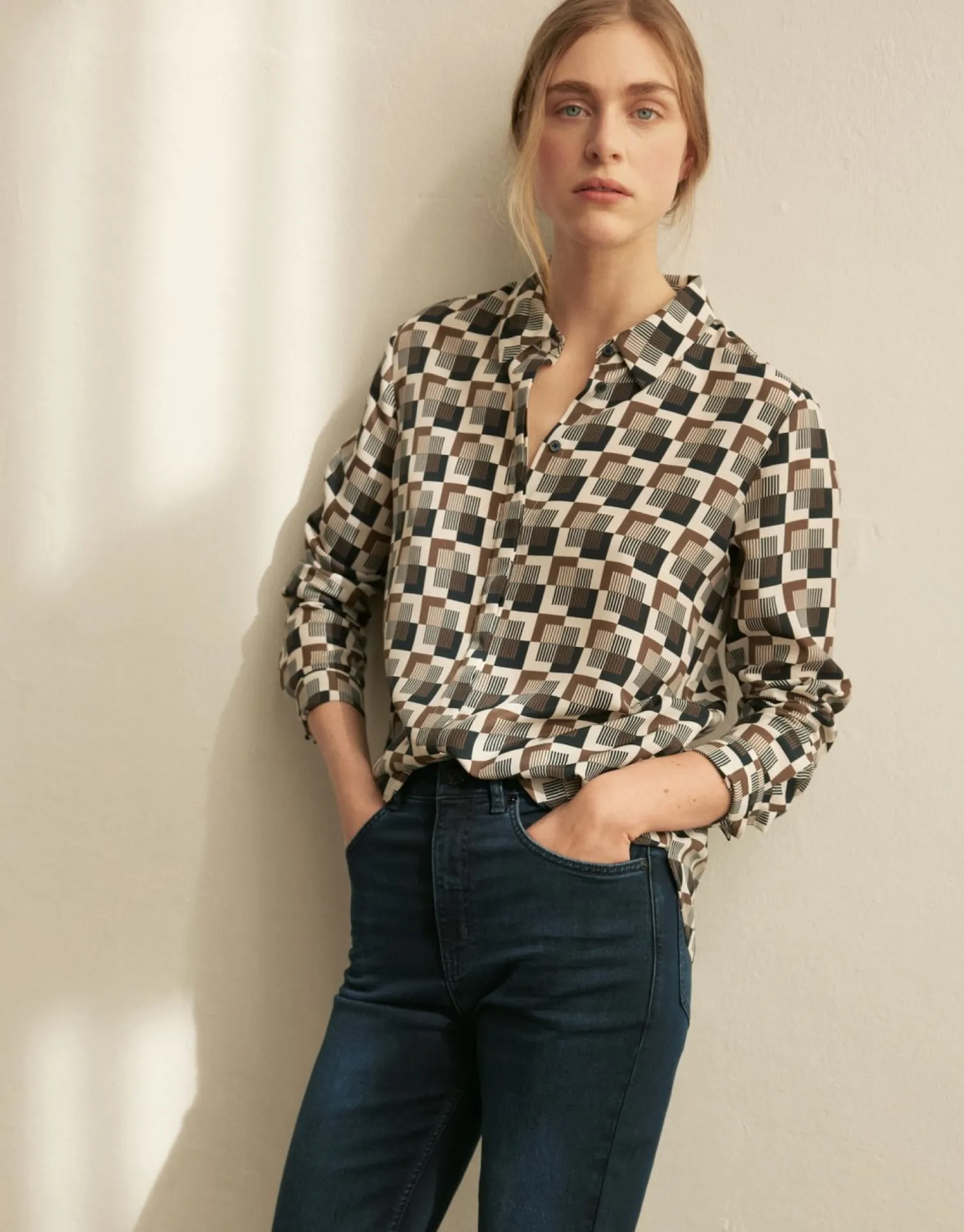 someday Fashion Blouses>Blouse Met Print Falkine Retro Coal Blue