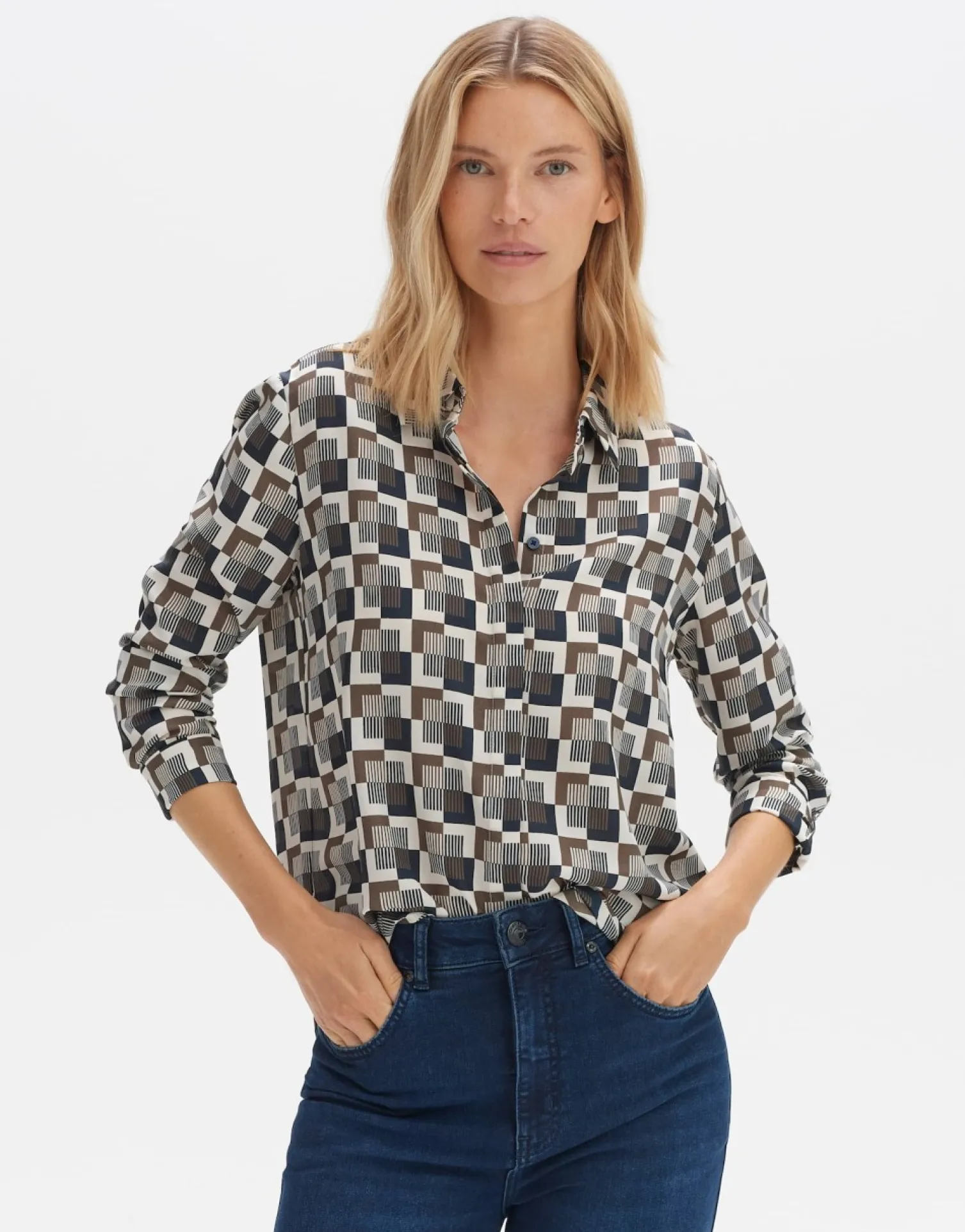 someday Fashion Blouses>Blouse Met Print Falkine Retro Coal Blue
