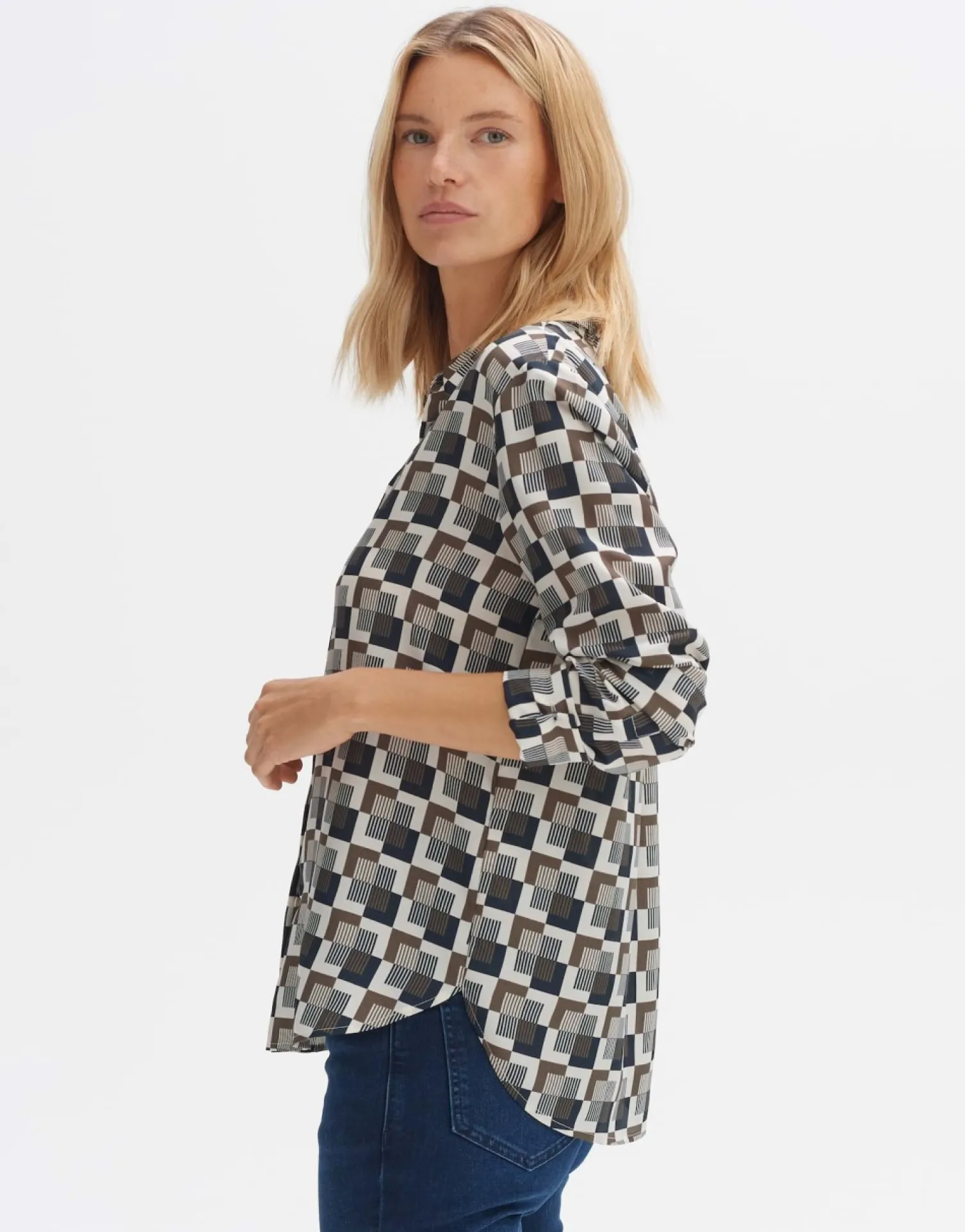 someday Fashion Blouses>Blouse Met Print Falkine Retro Coal Blue