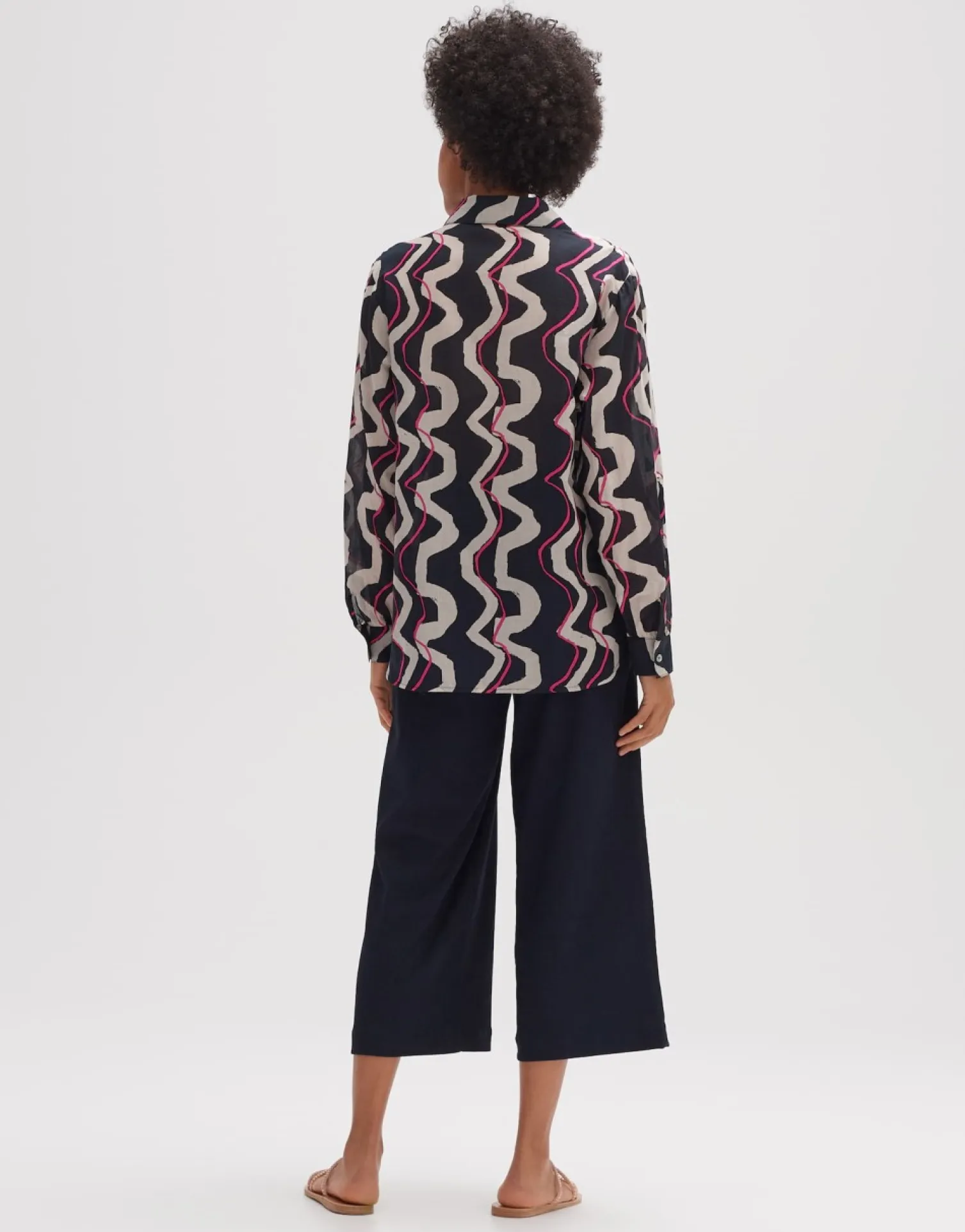 someday Fashion Blouses>Blouse Met Print Fumine Wave Coal Blue