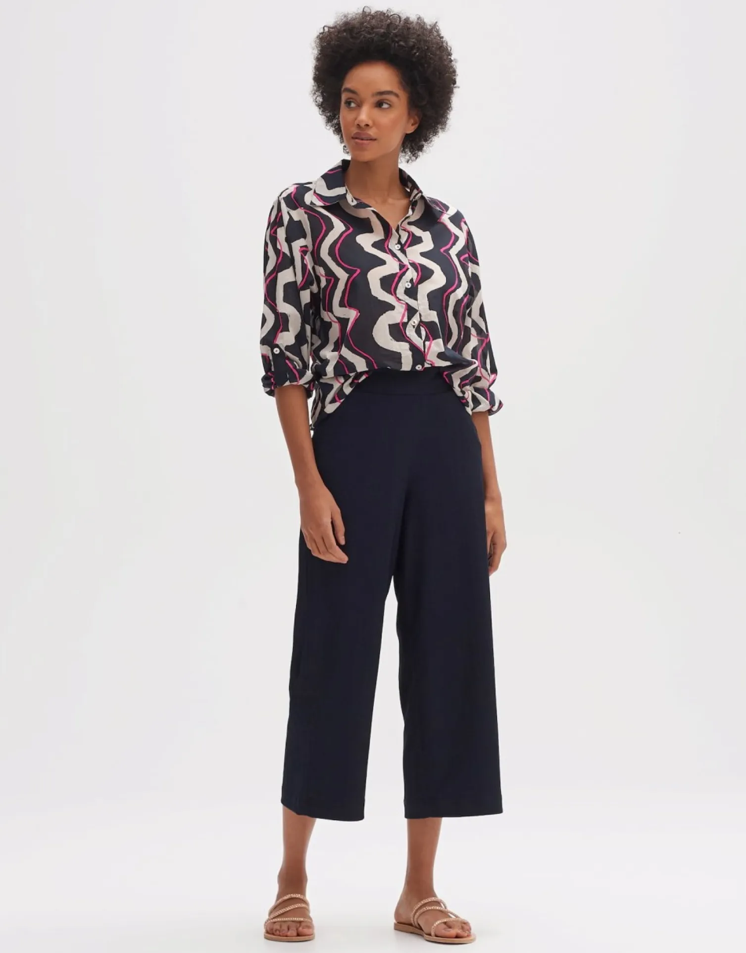 someday Fashion Blouses>Blouse Met Print Fumine Wave Coal Blue