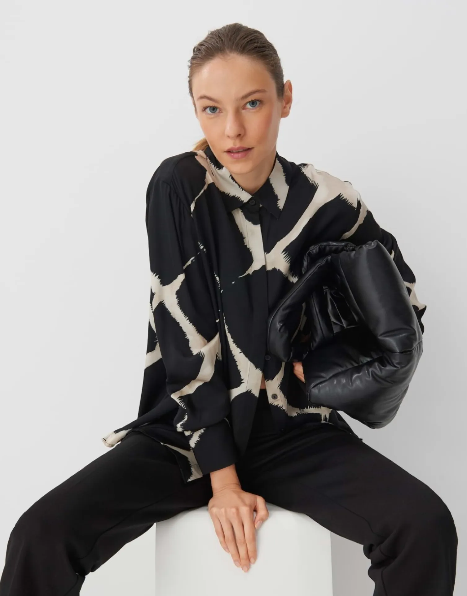 someday Fashion Blazer Vesten>Blouse Met Print Zirvana Black