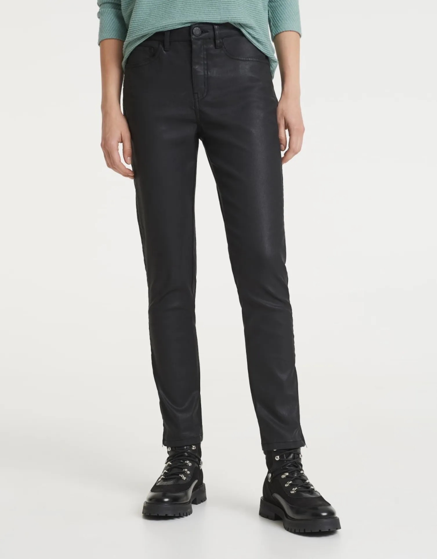 someday Fashion Broeken>Coated Jeans Emily Zip Black