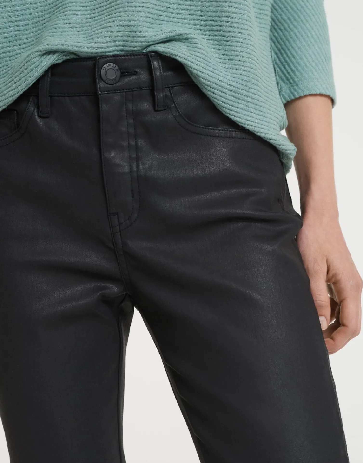 someday Fashion Broeken>Coated Jeans Emily Zip Black