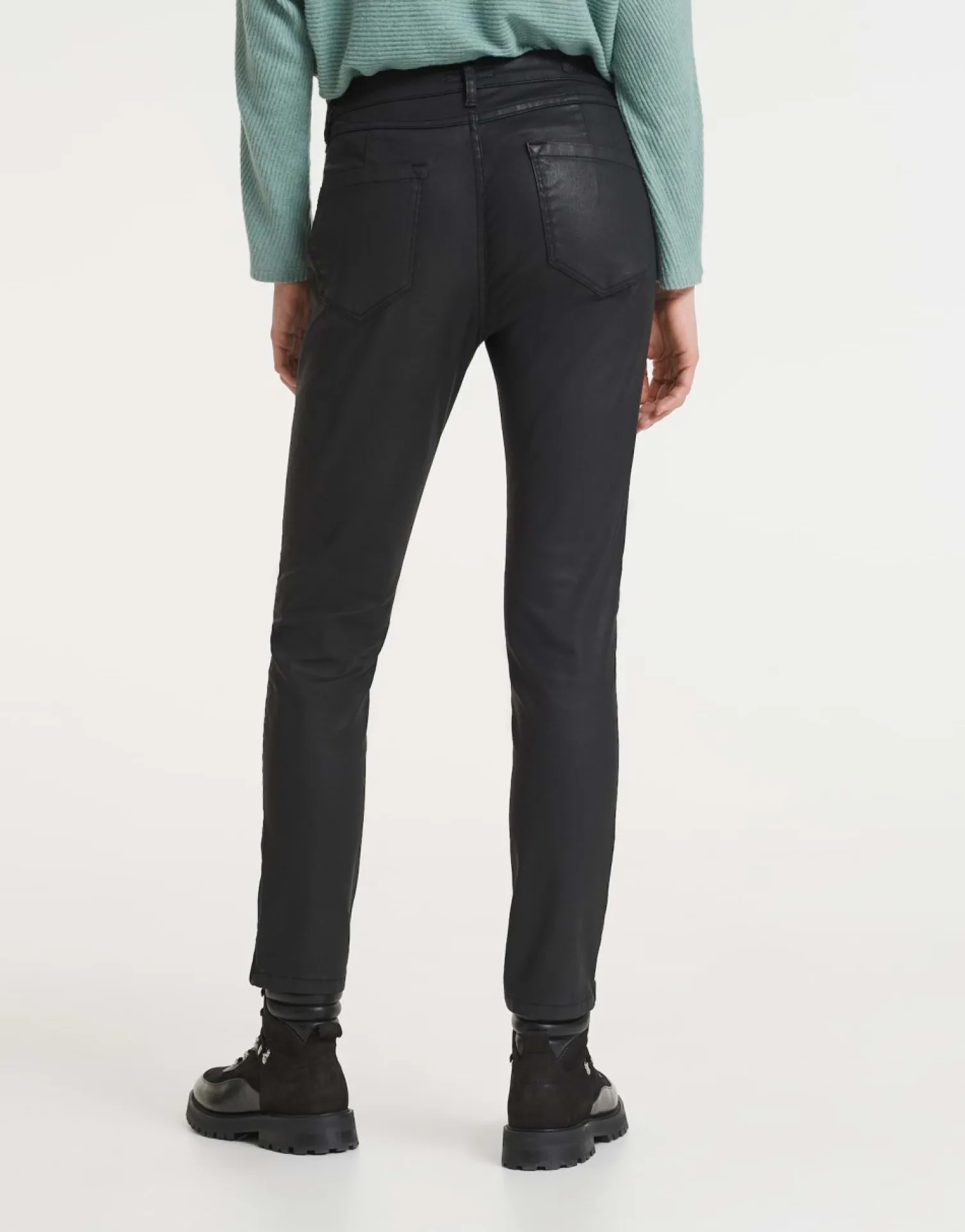someday Fashion Broeken>Coated Jeans Emily Zip Black