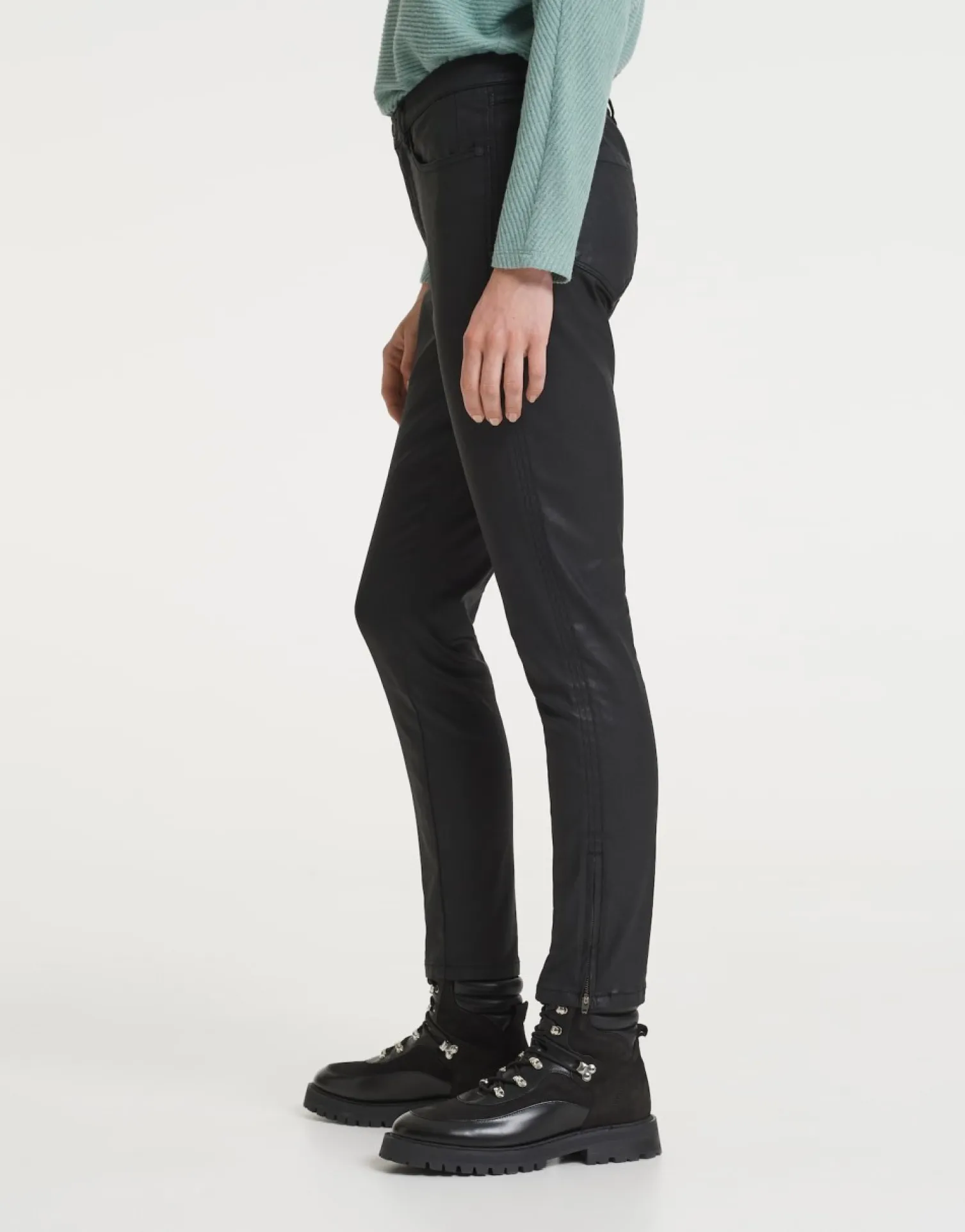 someday Fashion Broeken>Coated Jeans Emily Zip Black