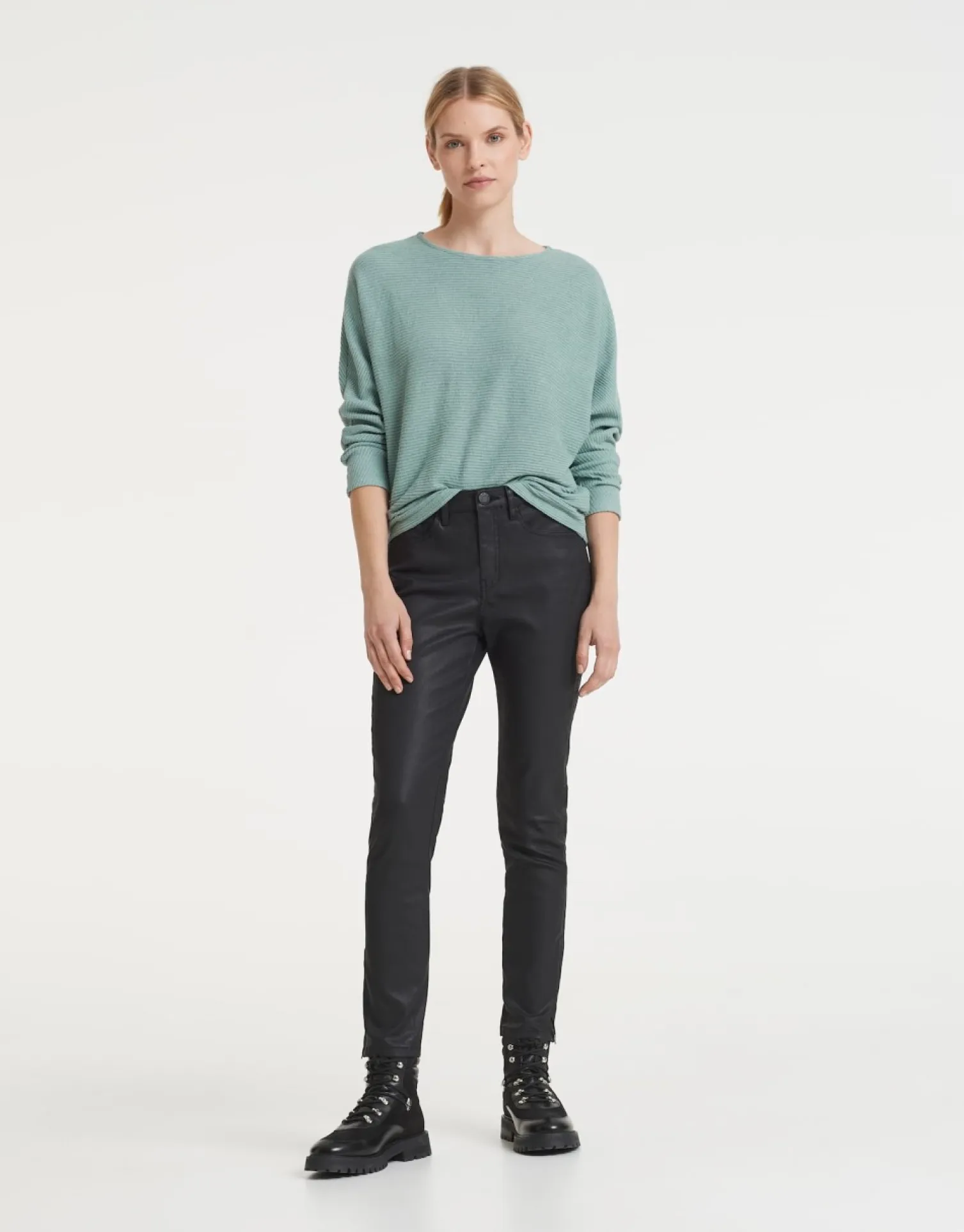 someday Fashion Broeken>Coated Jeans Emily Zip Black
