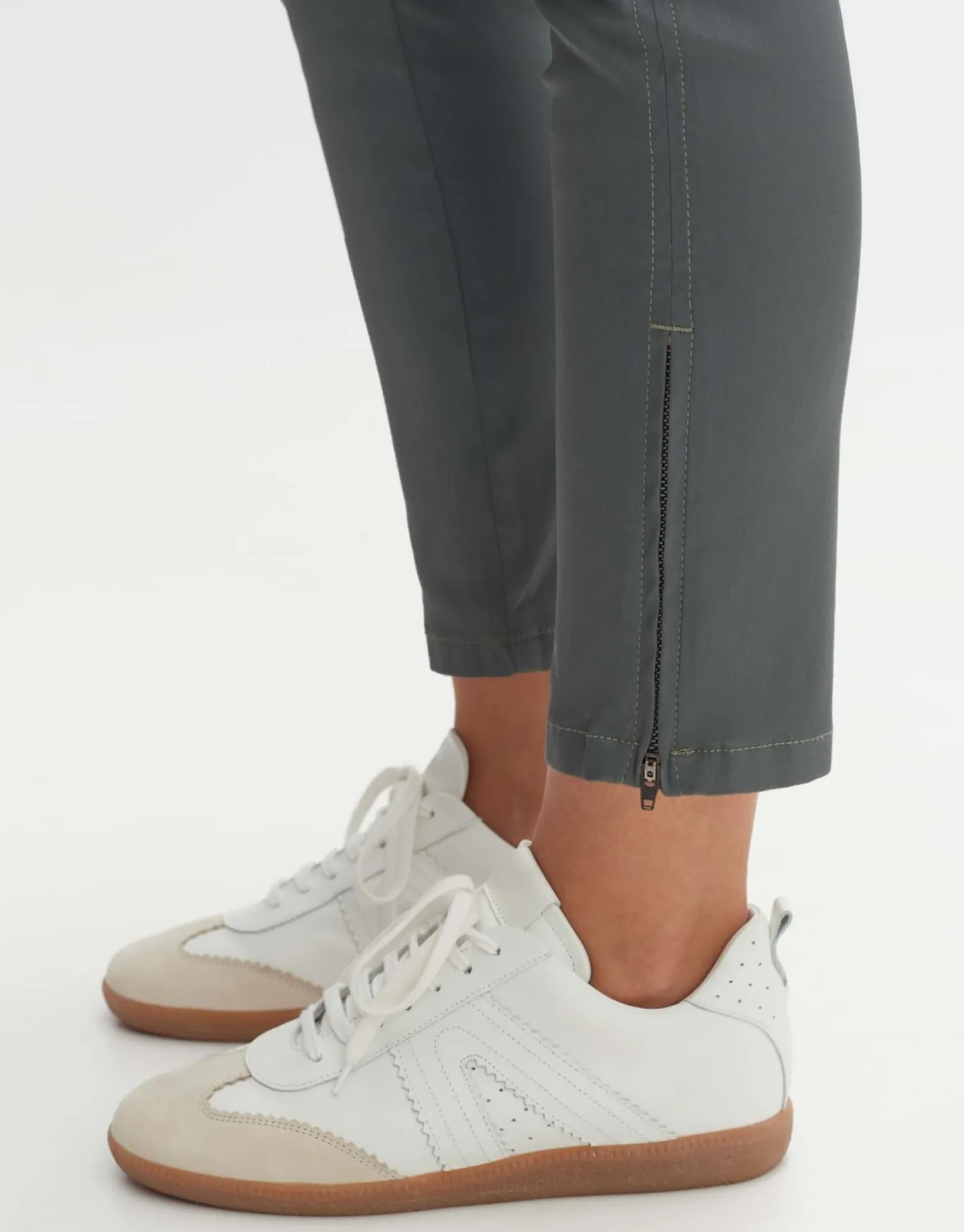 someday Fashion Broeken>Coated Jeans Emily Zip Dark Sage