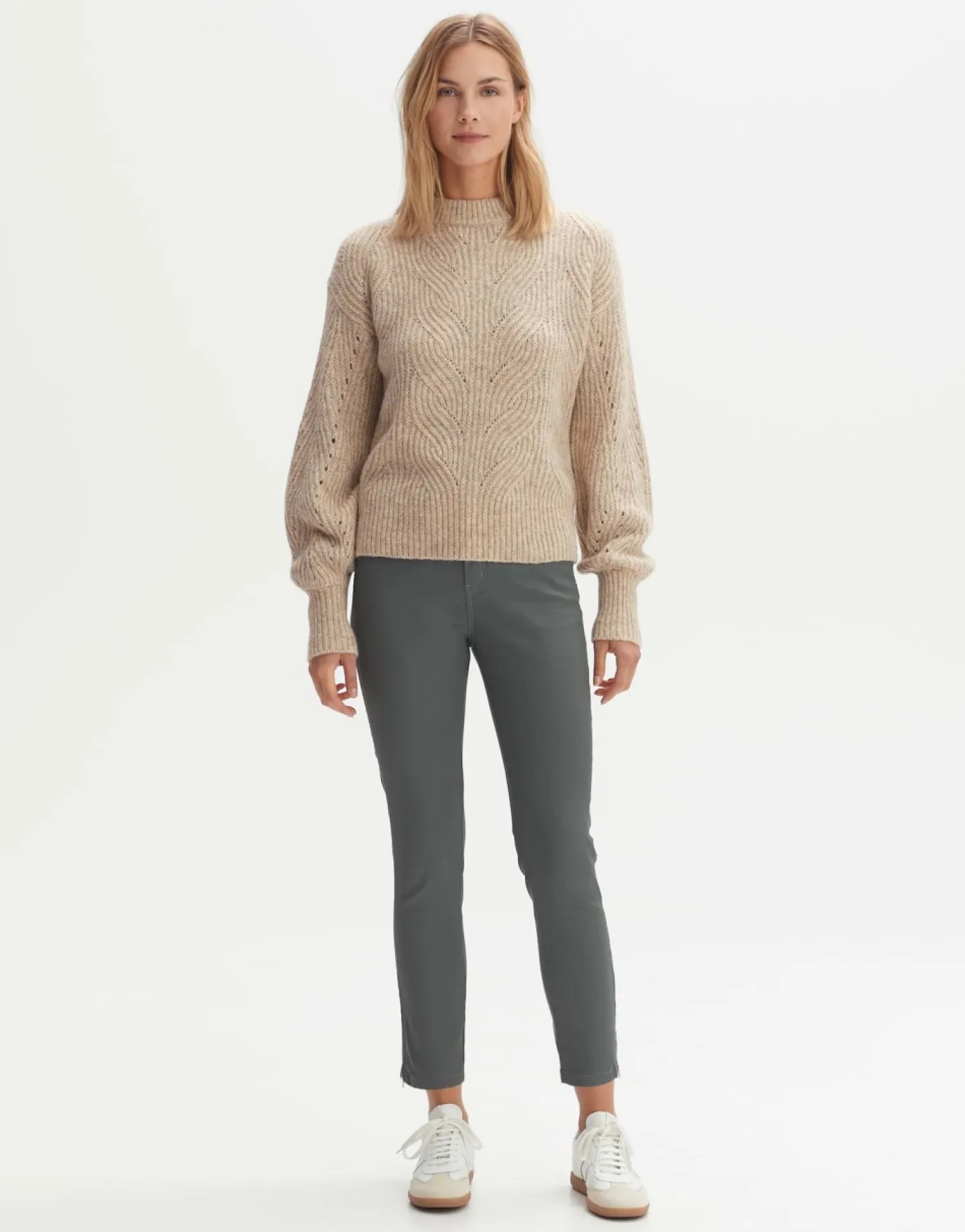 someday Fashion Broeken>Coated Jeans Emily Zip Dark Sage
