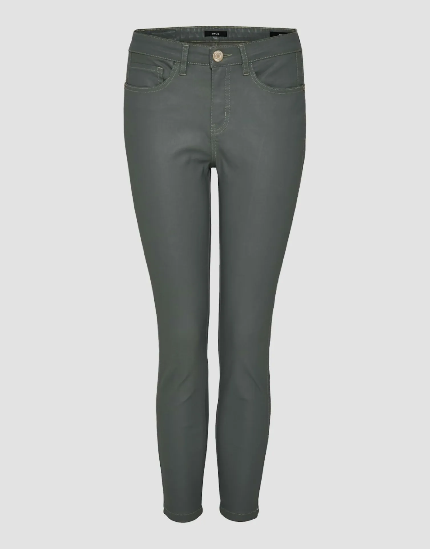 someday Fashion Broeken>Coated Jeans Emily Zip Dark Sage