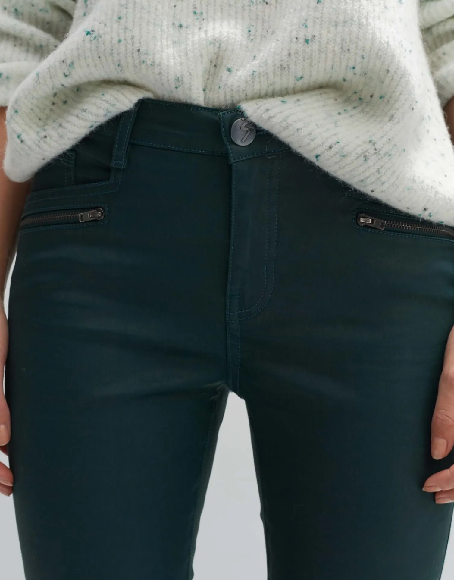 someday Fashion Broeken>Coated Jeans Evita Reloaded Deep Teal