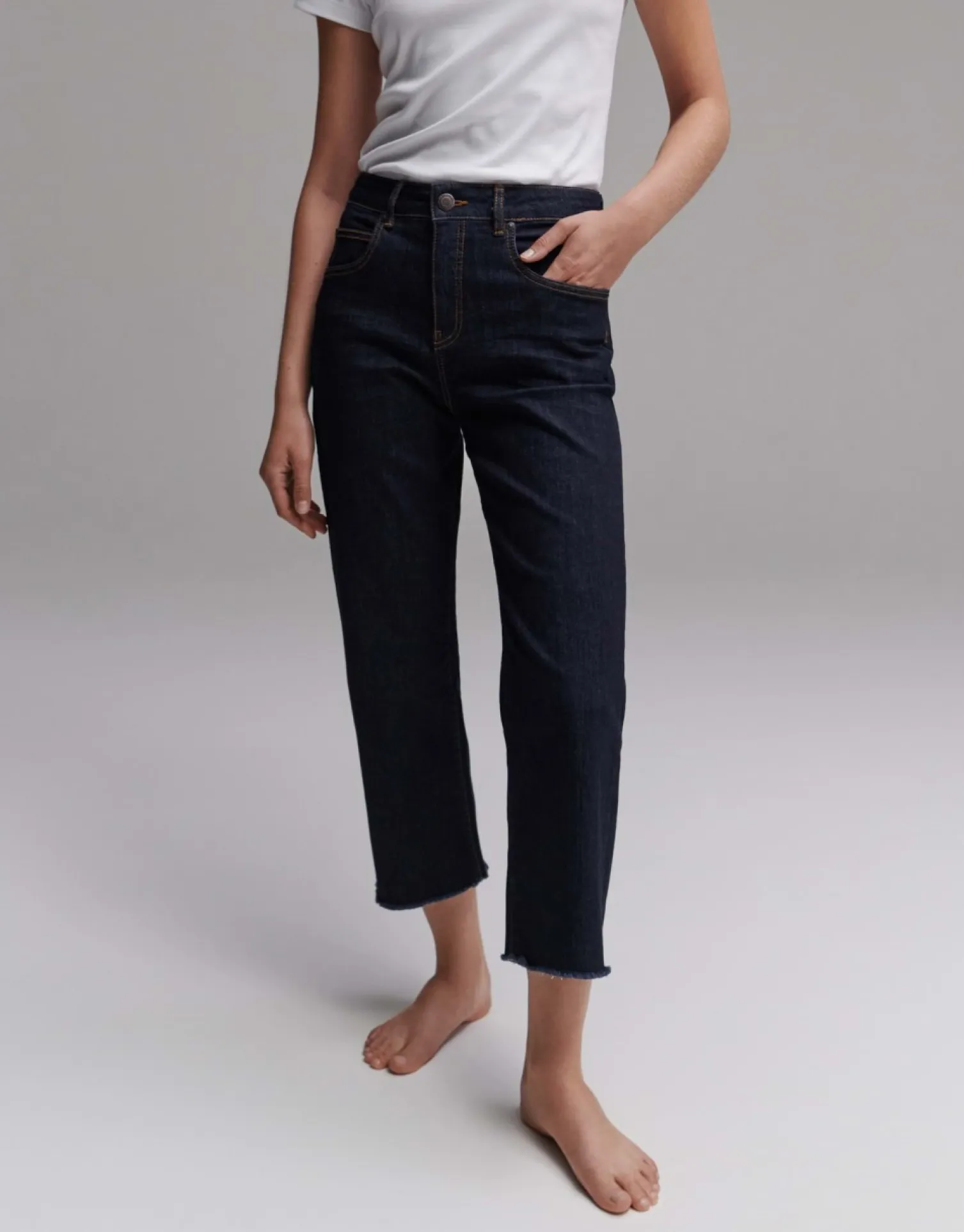 someday Fashion Jeans>Cropped Straight Jeans Momito Rinsed Blue