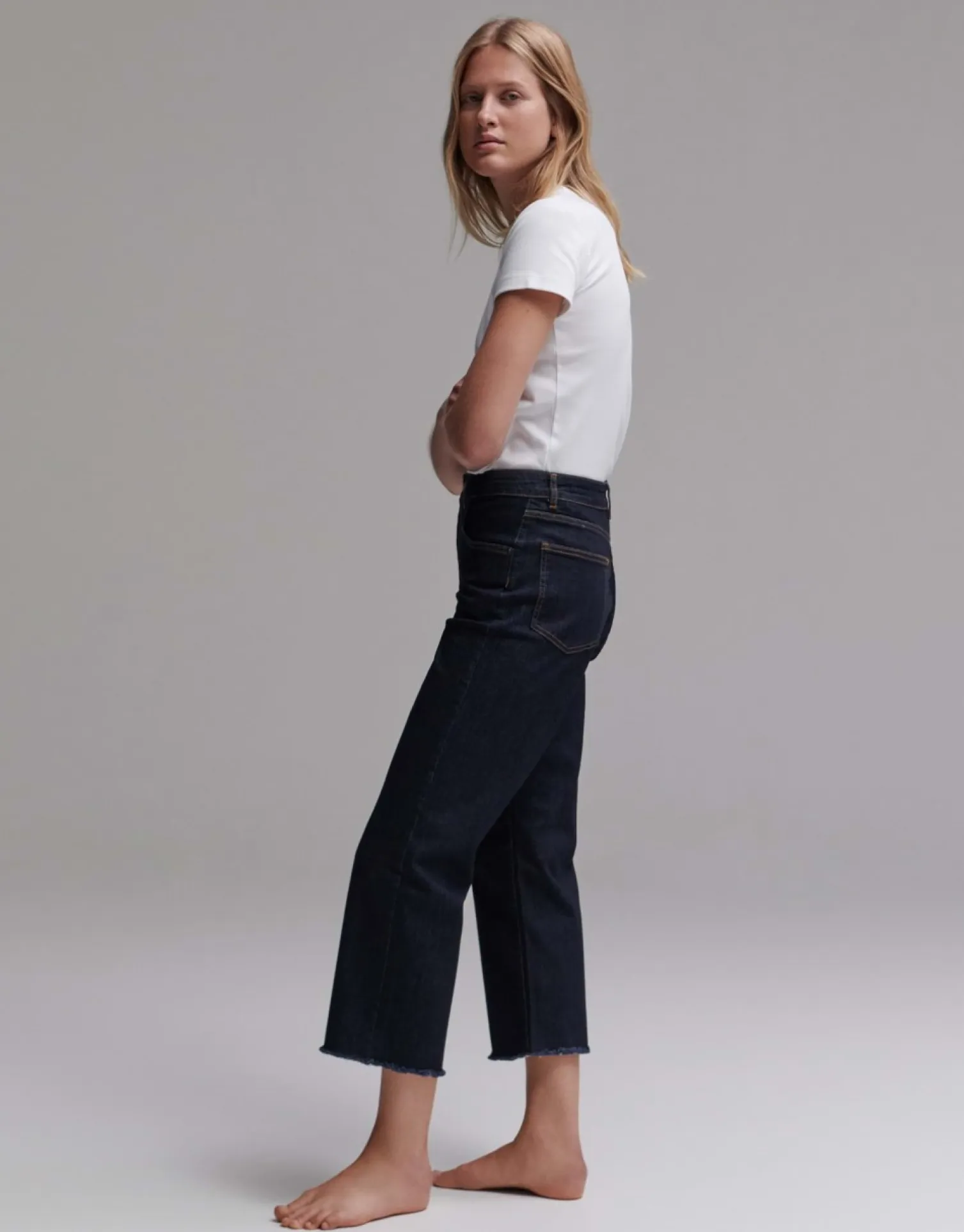 someday Fashion Jeans>Cropped Straight Jeans Momito Rinsed Blue