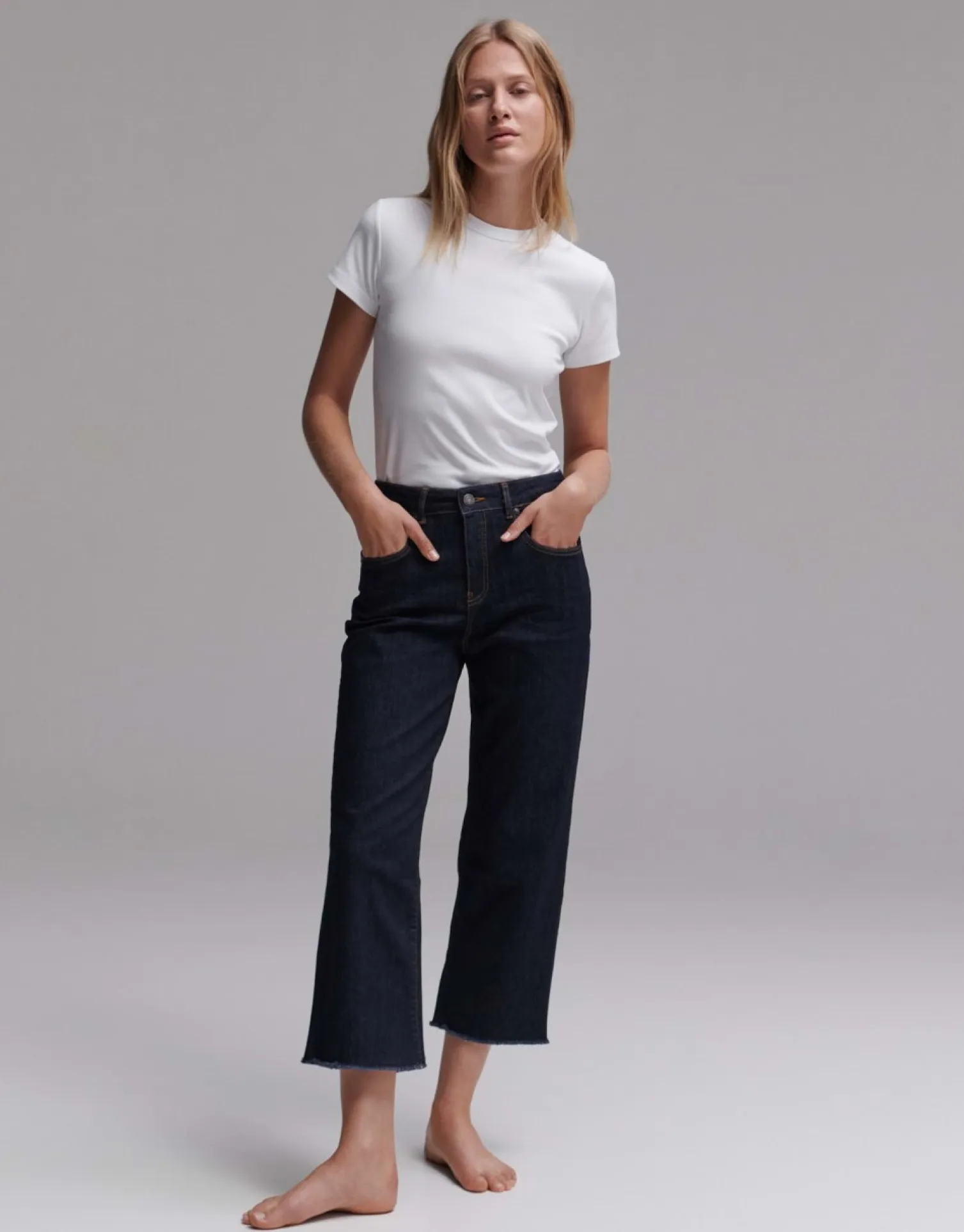 someday Fashion Jeans>Cropped Straight Jeans Momito Rinsed Blue