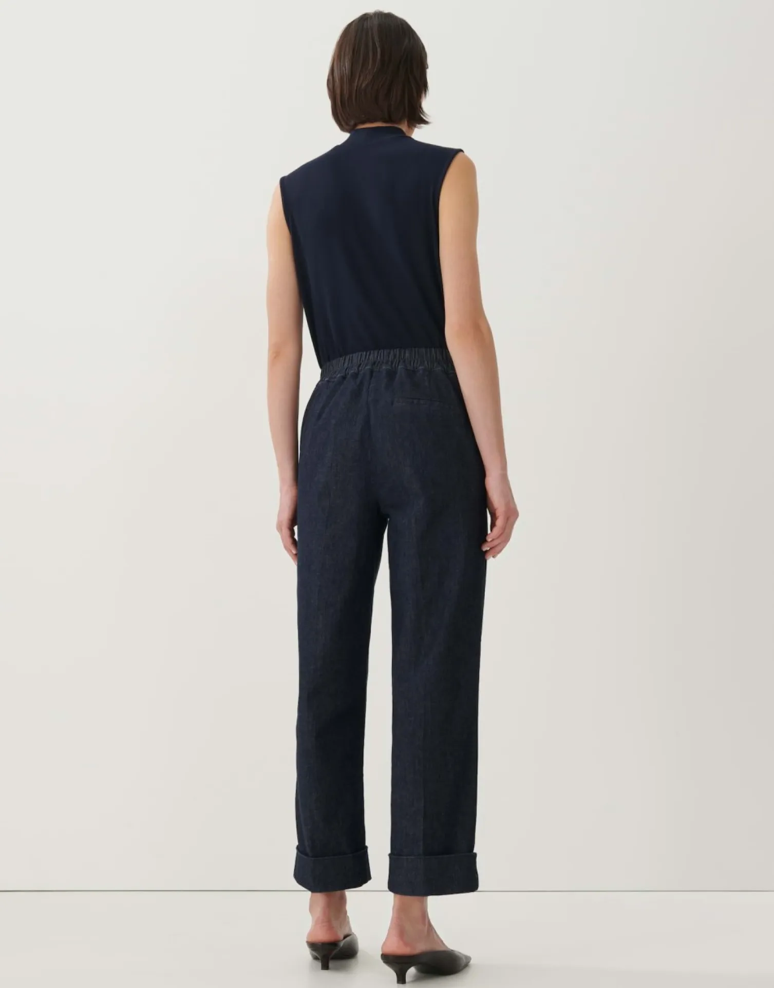 someday Fashion Jeans>Cropped Wide Jeans Cidem Classic Dark Blue