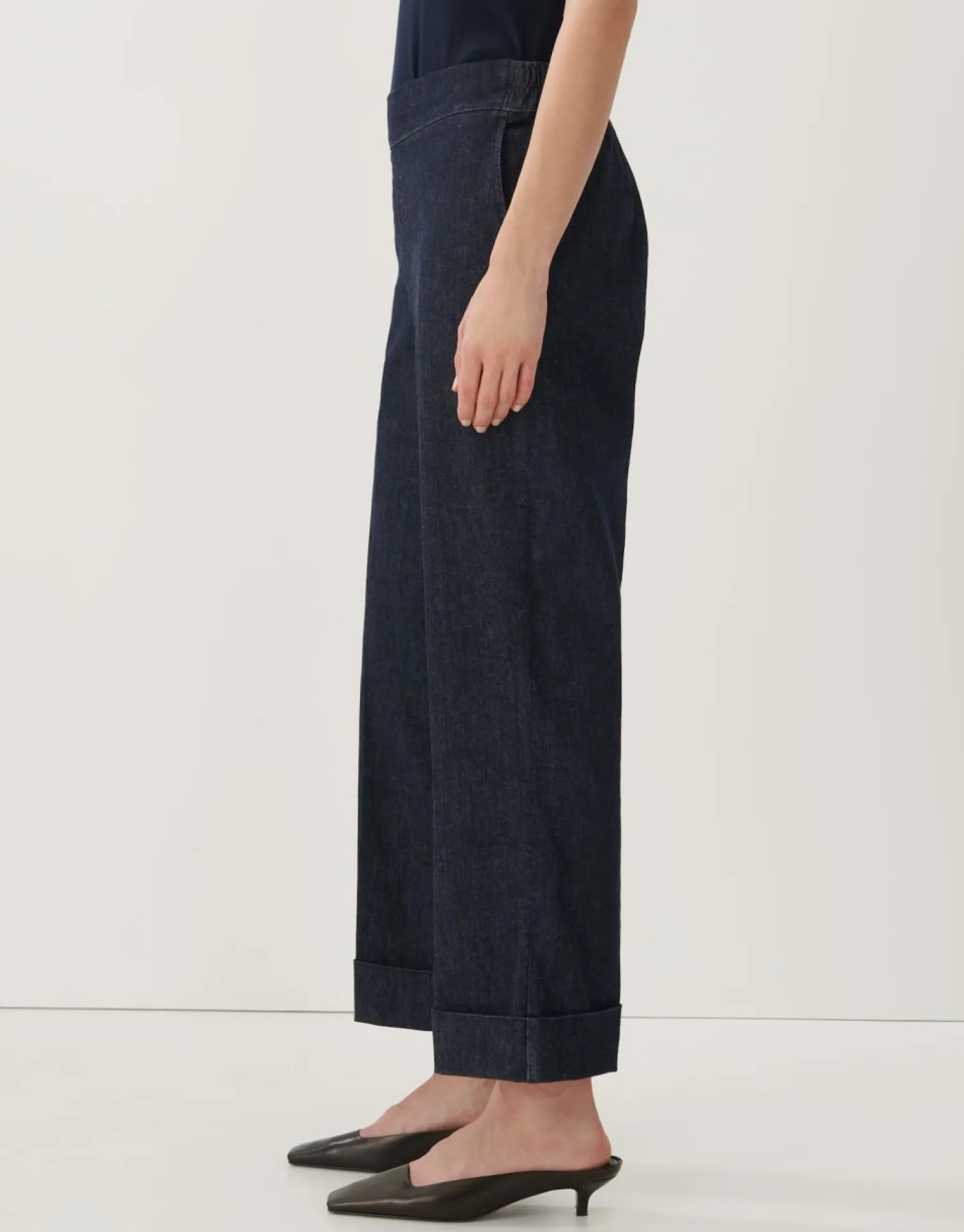 someday Fashion Jeans>Cropped Wide Jeans Cidem Classic Dark Blue