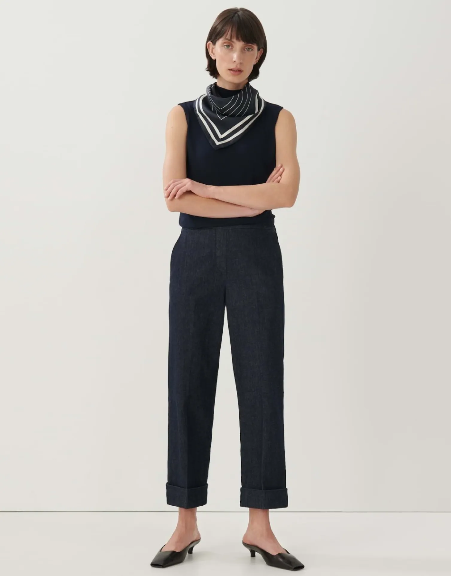 someday Fashion Jeans>Cropped Wide Jeans Cidem Classic Dark Blue