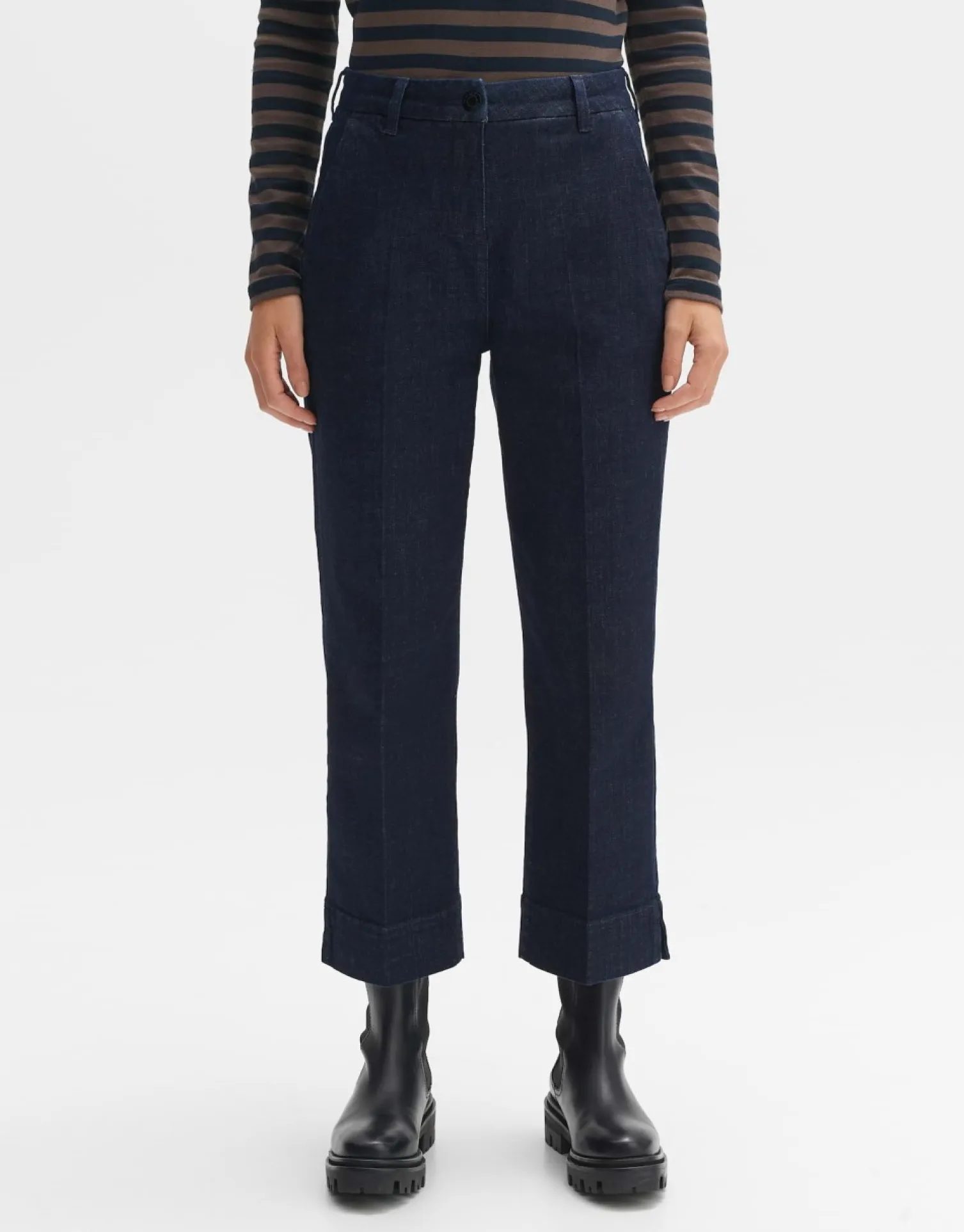 someday Fashion Jeans>Cropped Wide Jeans Mila Slit Blue Deep Rinsed Blue