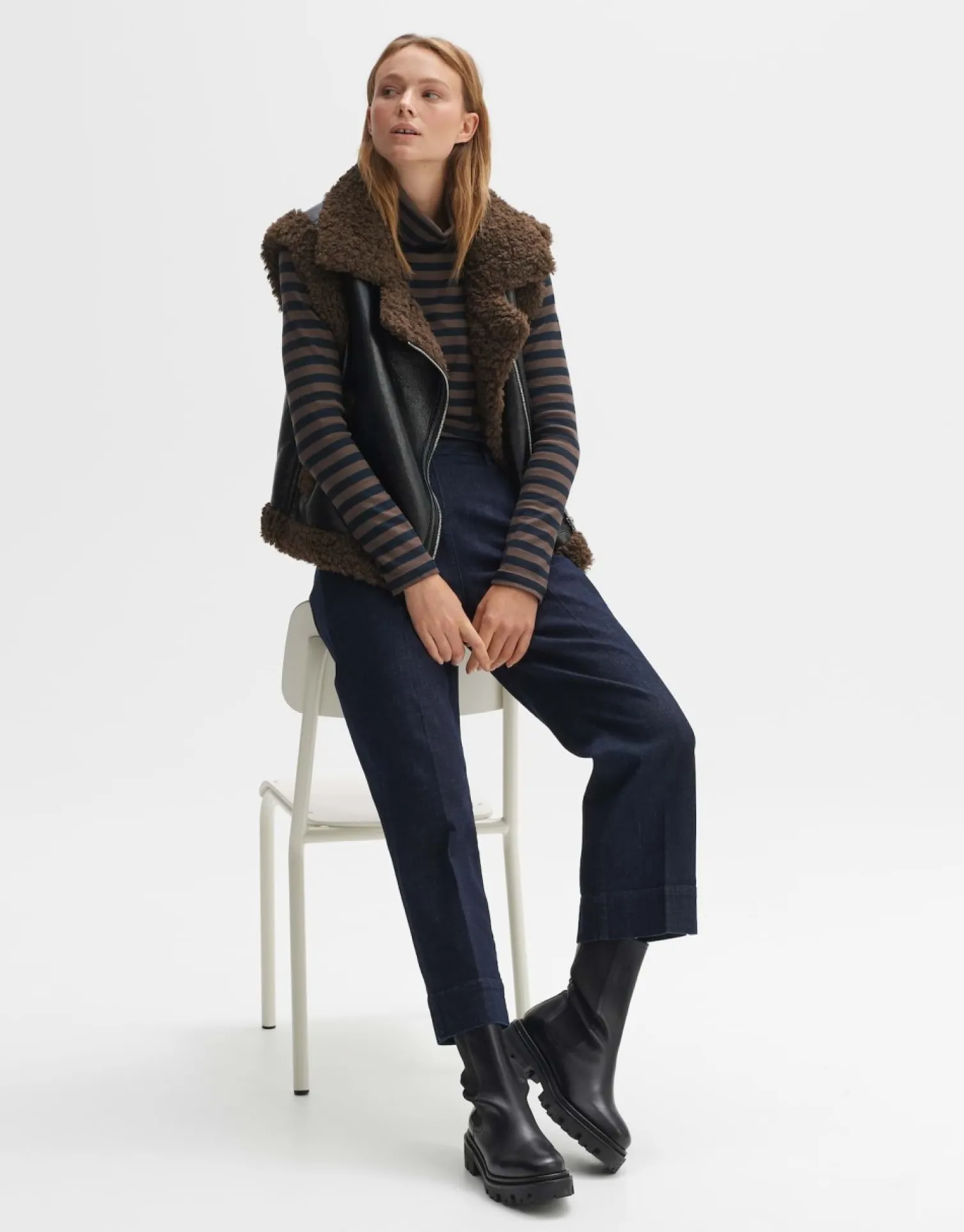 someday Fashion Jeans>Cropped Wide Jeans Mila Slit Blue Deep Rinsed Blue