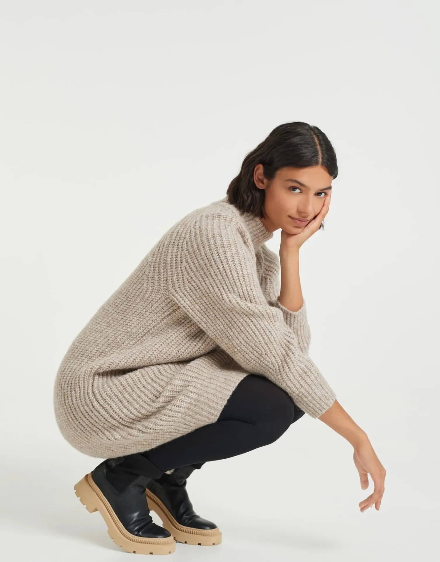 someday Fashion Jurken Rokken>Gebreide Jurk Wetrissi Nutmeg