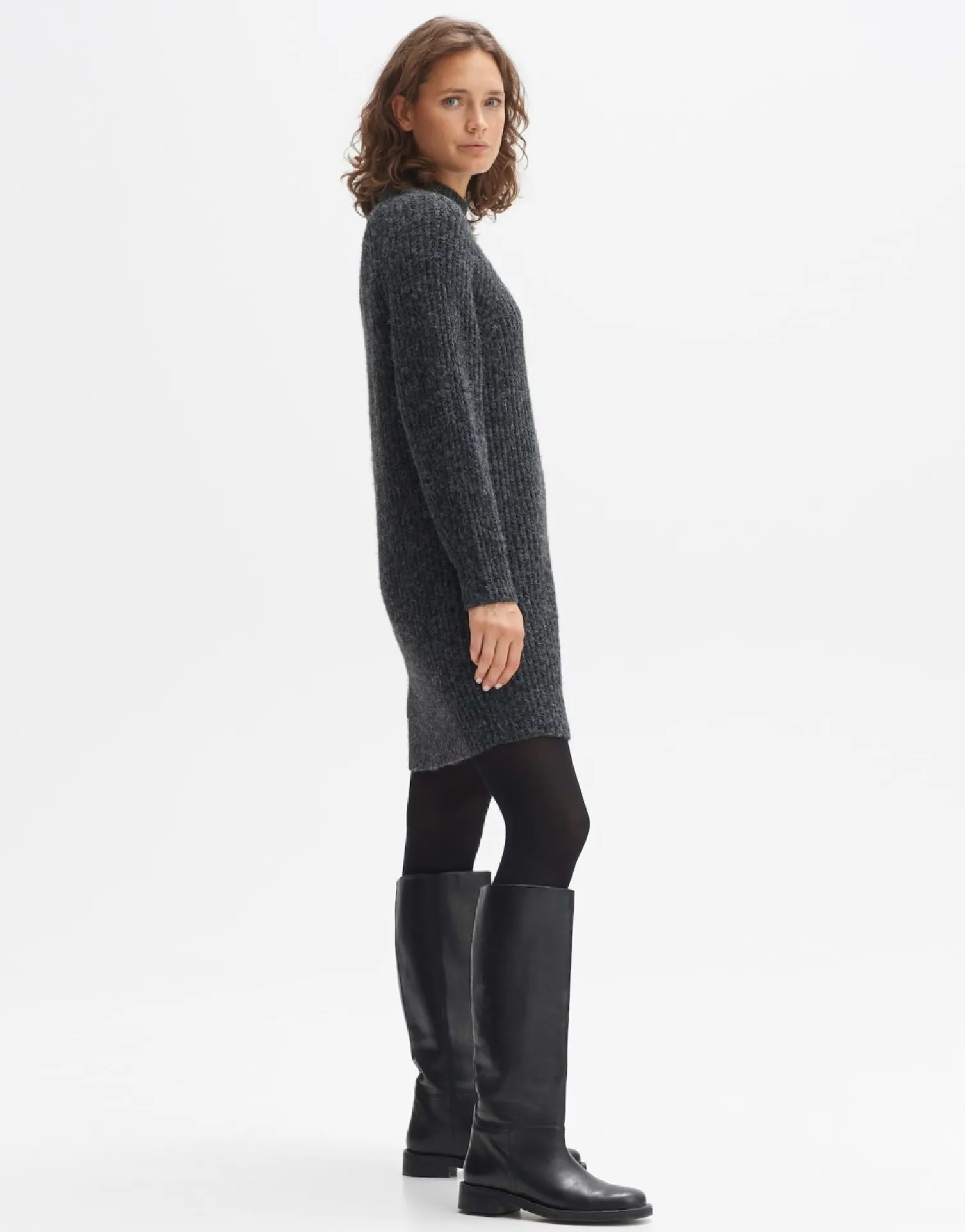 someday Fashion Jurken Rokken>Gebreide Jurk Wetrissi Graphite Glaze
