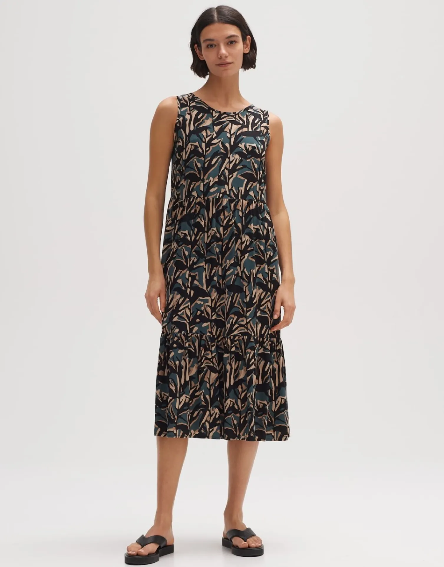 someday Fashion Jurken Rokken>Jurk Met Print Worta Shadow Deep Teal