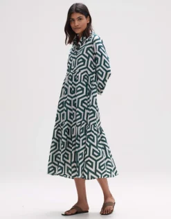someday Fashion Jurken Rokken>Midi Jurk Werano Natural Glaze