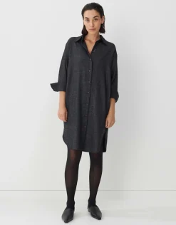 someday Fashion Jurken Rokken>Overhemdjurk Quarolin Texture Black