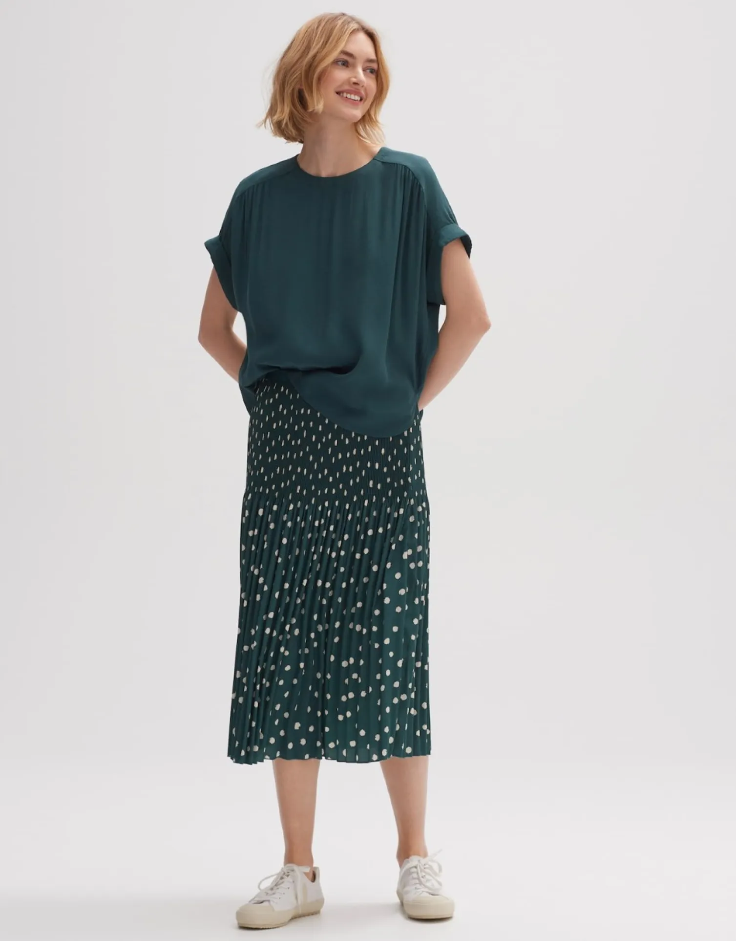 someday Fashion Jurken Rokken>Plissu00E9Rok Ribane Dot Deep Teal
