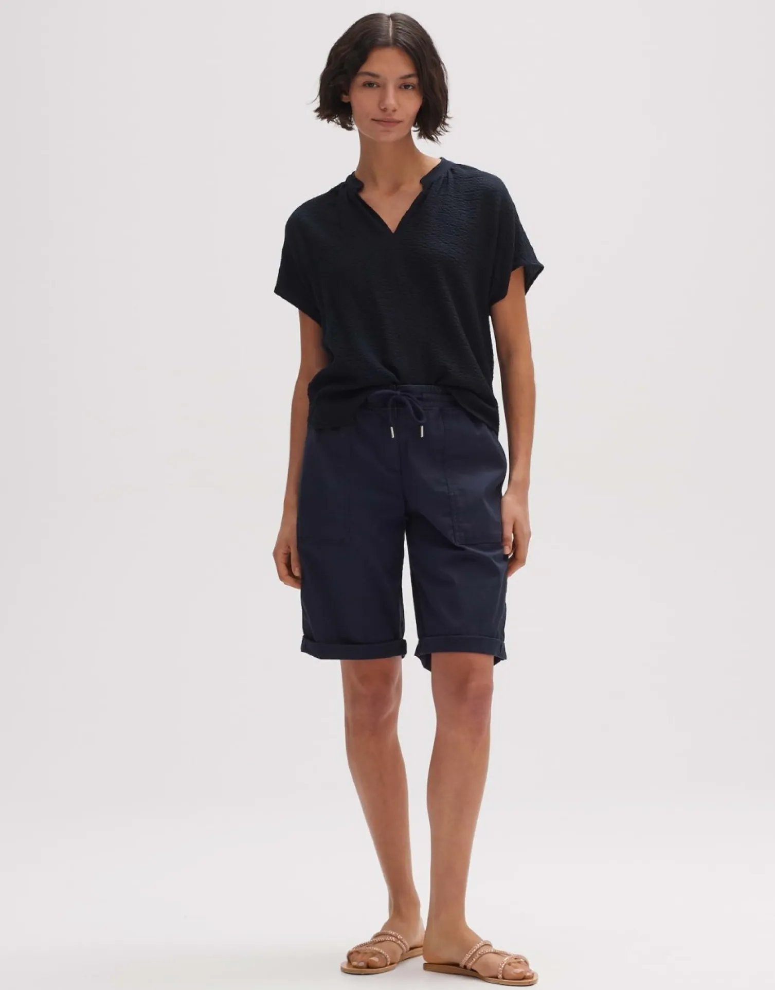 someday Fashion Broeken>Short Melvita Shorts Solid Coal Blue