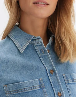 someday Fashion Blouses>Spijkerblouse Flippi Blue Frozen