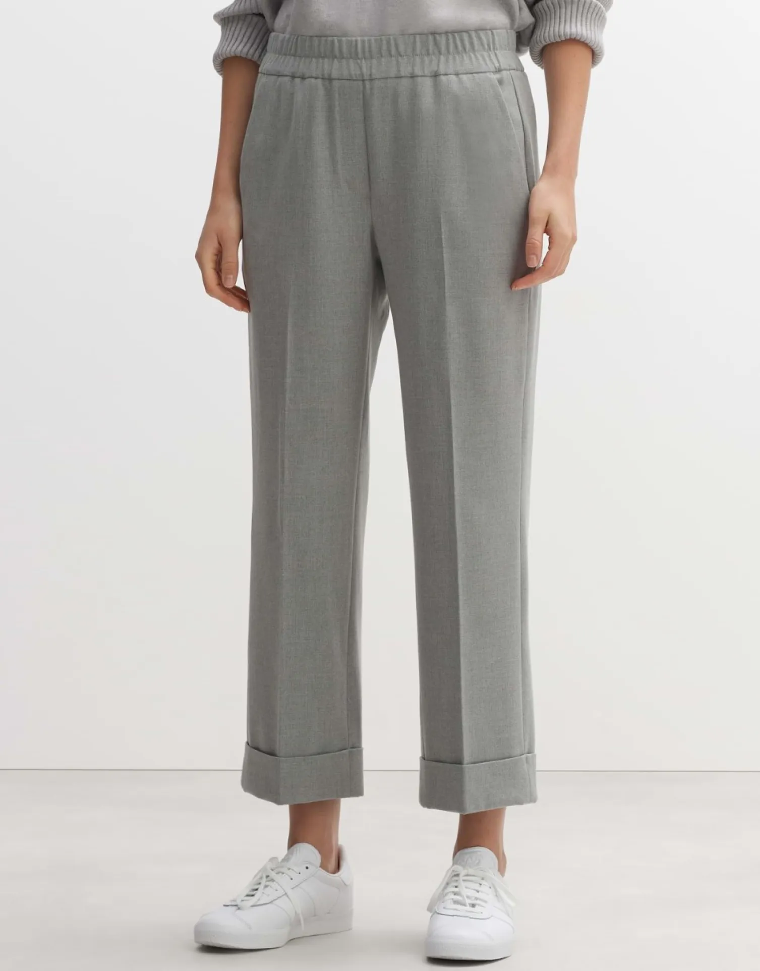 someday Fashion Broeken>Stoffen Broek Maikito Brushed Hazy Fog Melange