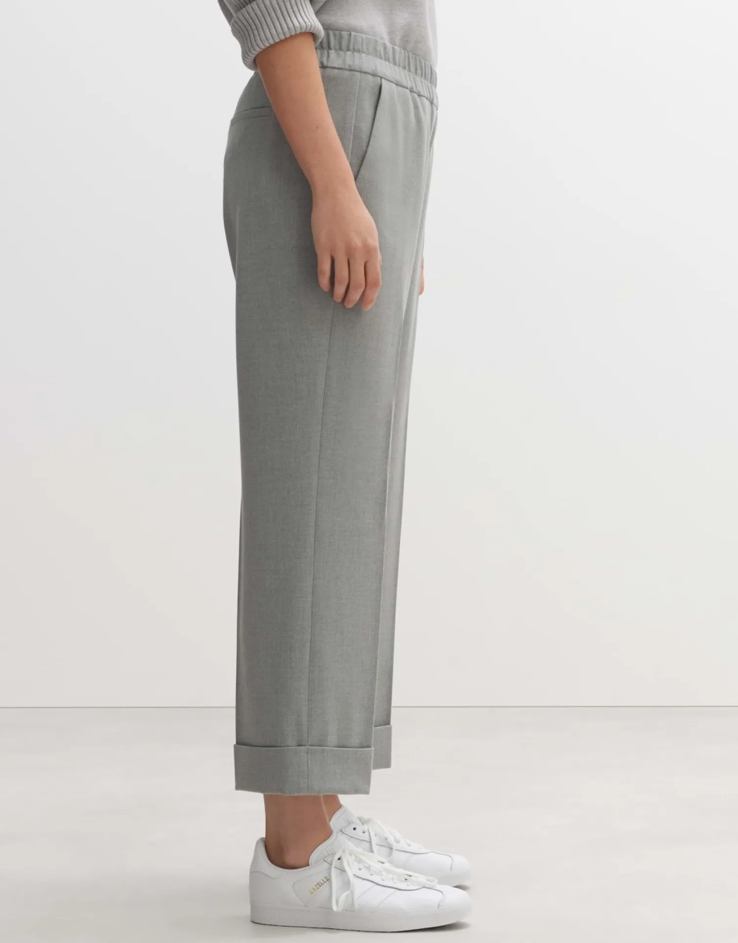 someday Fashion Broeken>Stoffen Broek Maikito Brushed Hazy Fog Melange