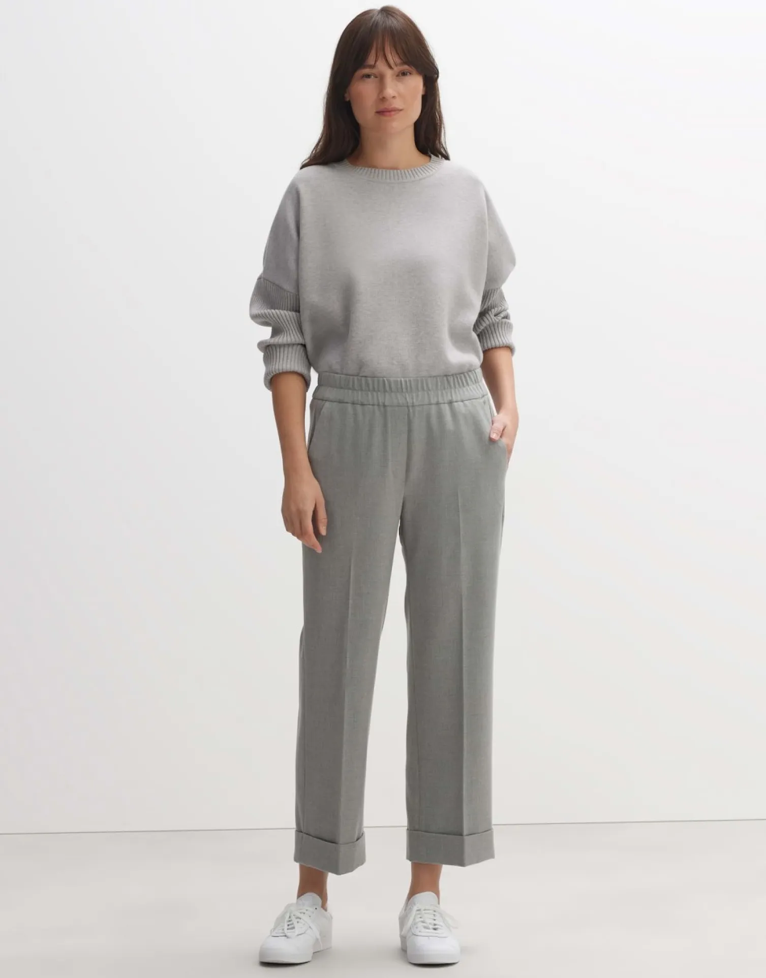 someday Fashion Broeken>Stoffen Broek Maikito Brushed Hazy Fog Melange