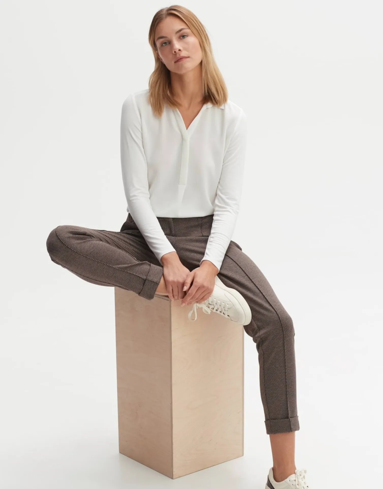 someday Fashion Broeken>Stoffen Broek Melina Track Sandalwood
