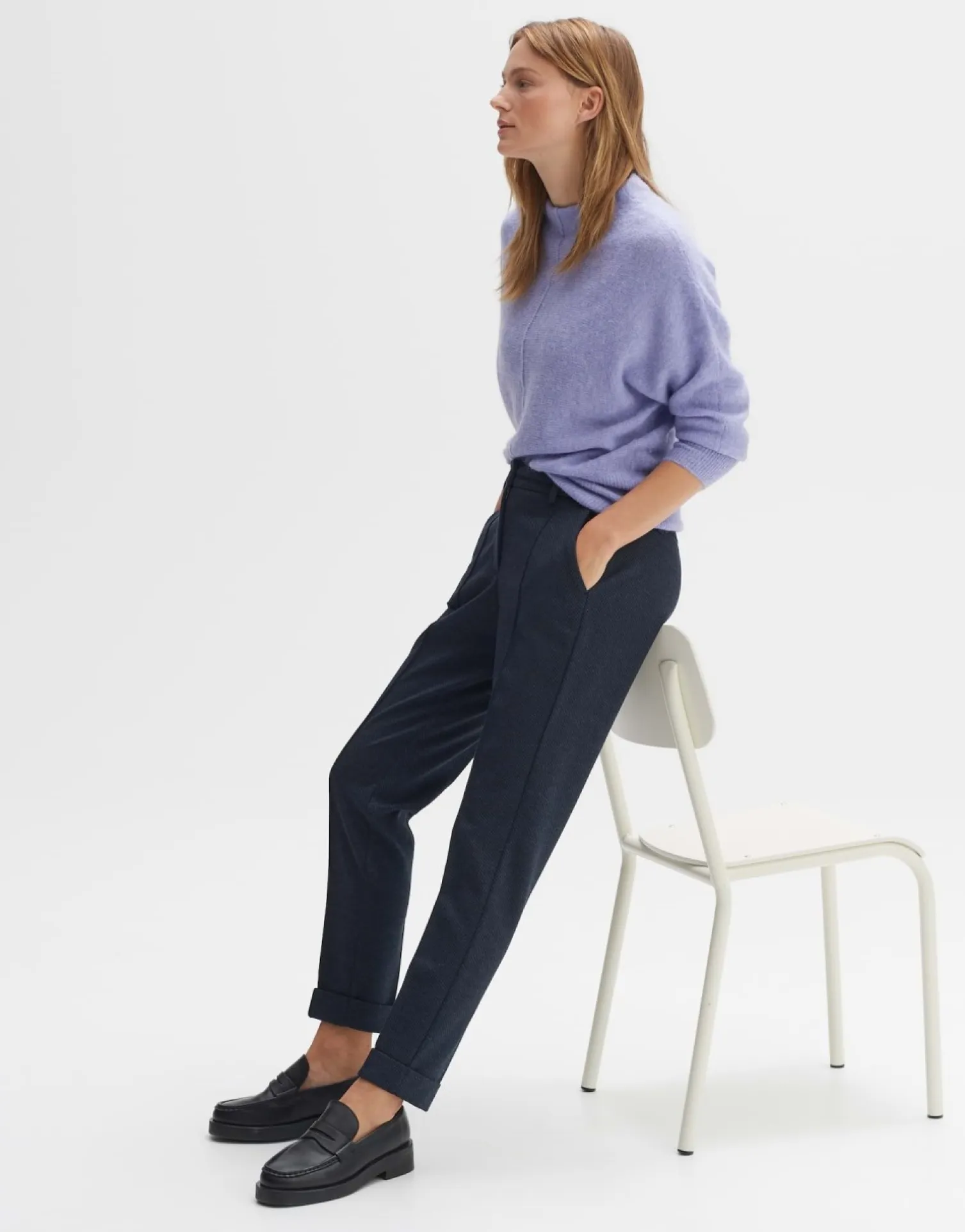 someday Fashion Broeken>Stoffen Broek Melina Track Coal Blue
