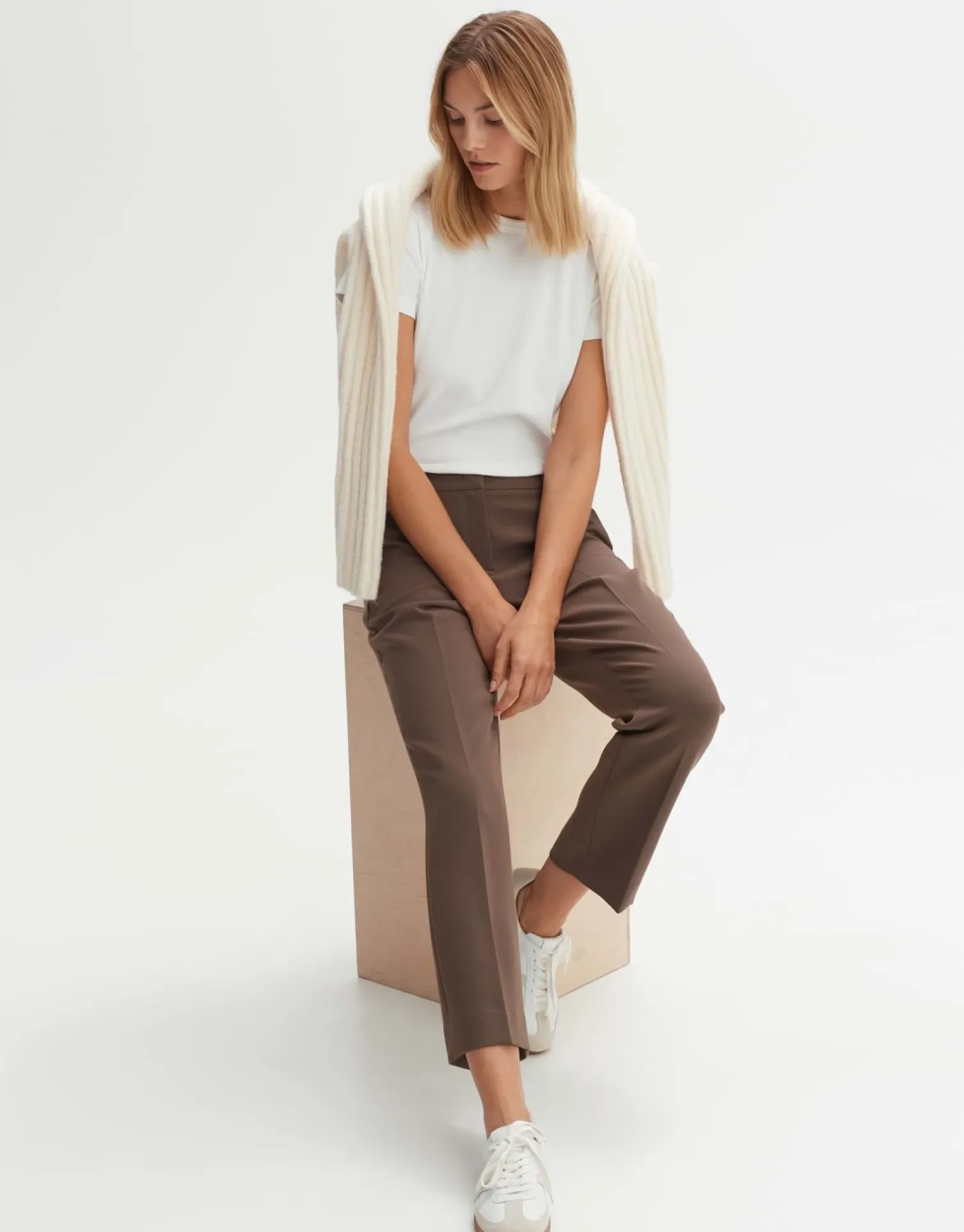 someday Fashion Broeken>Stoffen Broek Miriki Detail Sandalwood