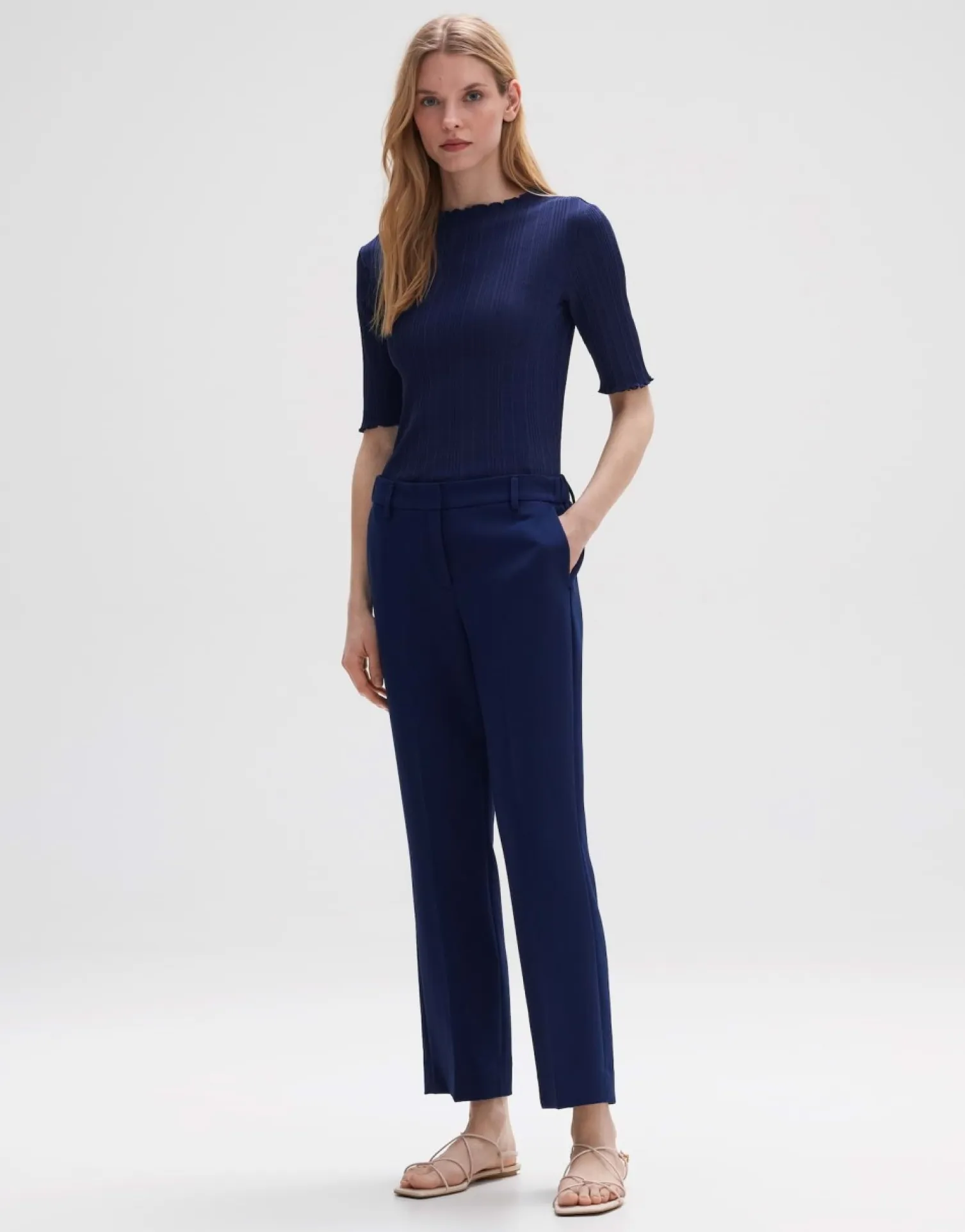 someday Fashion Broeken>Stoffen Broek Miriki Detail Blue Hour