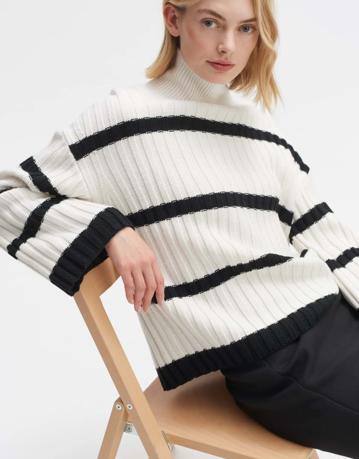 someday Fashion Gebreide Items>Wollen Trui Pory Stripe Milk