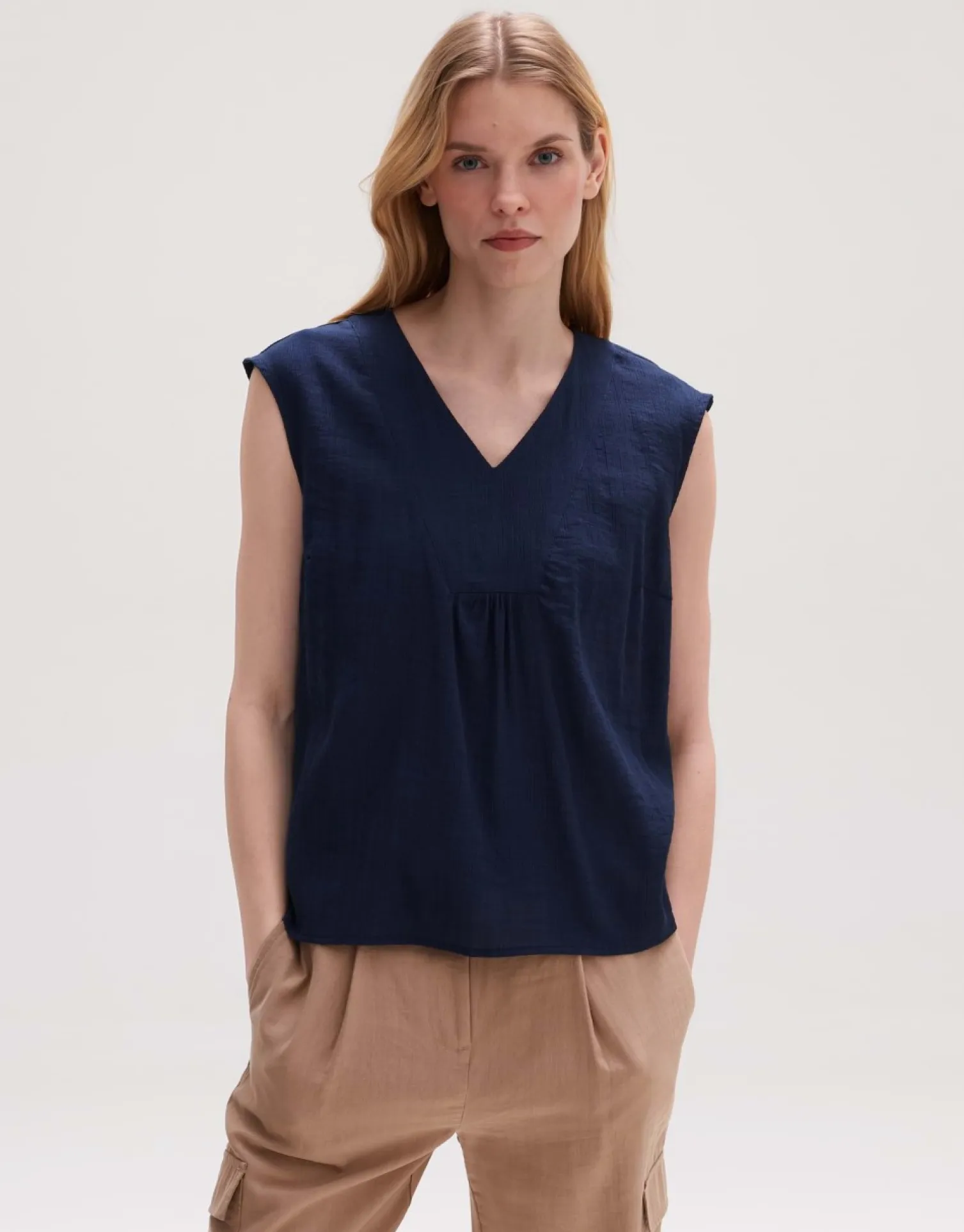 someday Fashion Blouses>Zomerblouse Farani Crepe Coal Blue